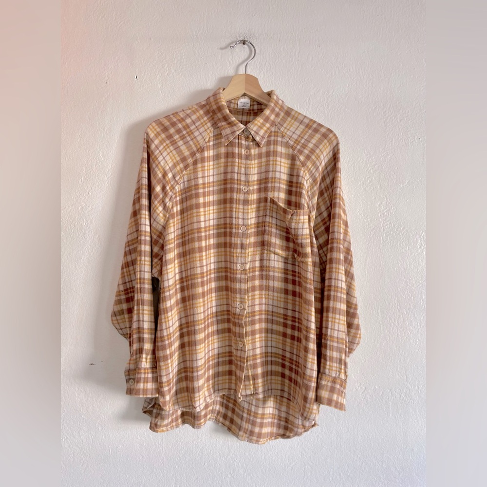 🍁50% Off Rdy 4 Fall Sale WILFRED FREE Plaid Oversized Boyfriend Button Up Shirt